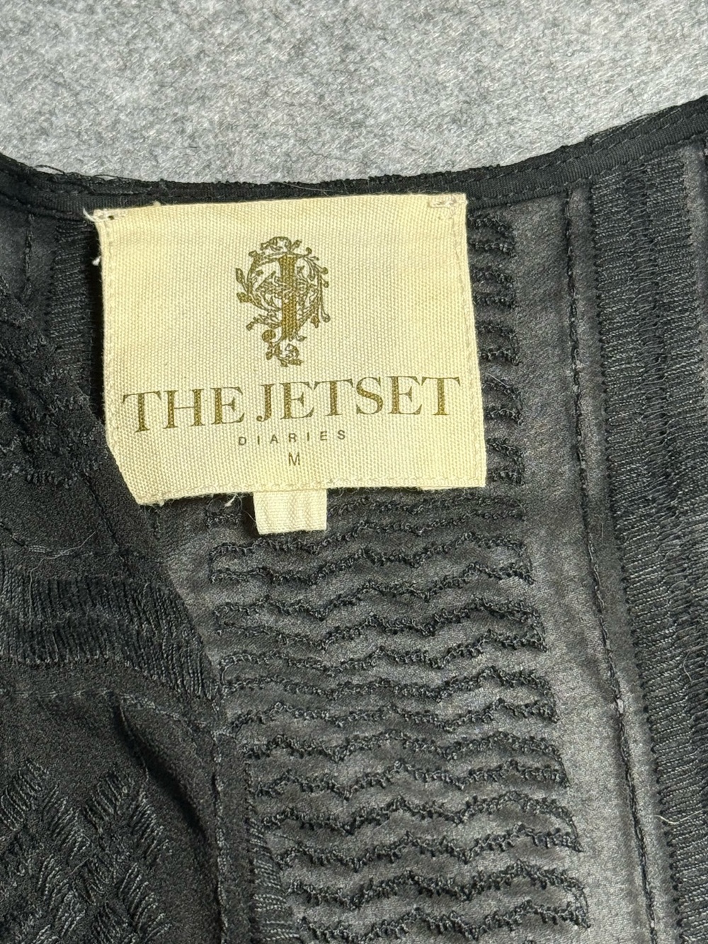 The Jetset Diaries Casablanca Romper Black Long Sleeve Textured Tassel M - Picture 4 of 4